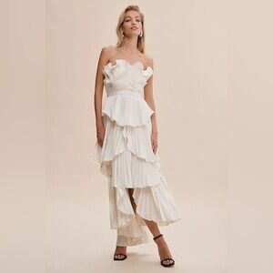 ISO Amur Judah Pleated Asymmetrical White Dress